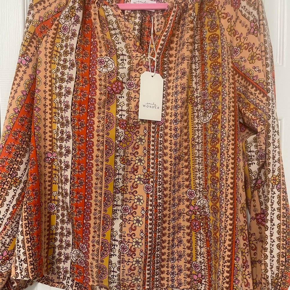 Printed orange multi top - Picture 3 of 3